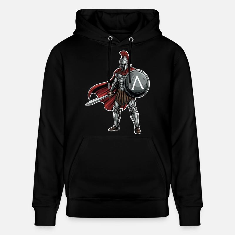 Hoplitisches Spartanisches Lambda-Schild-Schwert-Maskottchen - Stanley/Stella Unisex Bio-Hoodie CRUISER  - Schwarz