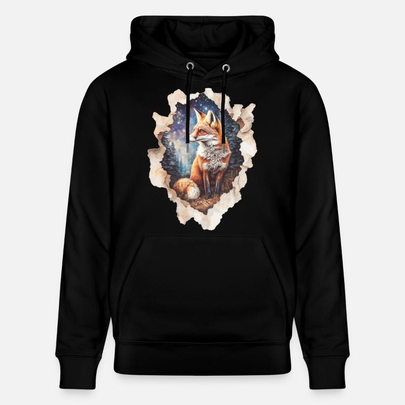 Renard Ciel étoilé - Sweat à capuche bio CRUISER Stanley/Stella Unisexe - noir