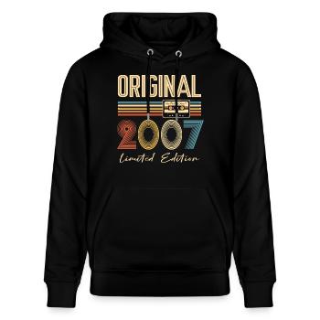 18. Geburtstag 18 Jahre Original 2007 - Stanley/Stella Unisex Bio-Hoodie CRUISER  - Schwarz - Vorne - Alina (178cm) & Michal (187cm)