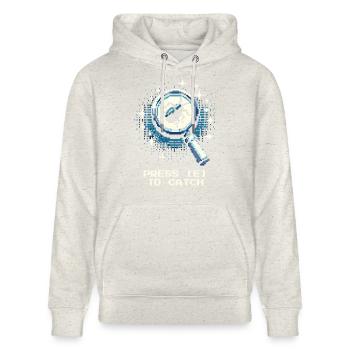 Catch Action Button Gaming Retro Pixel Entomology - Stanley/Stella CRUISER Unisex Organic Hoodie - heather oatmeal - Front - Alina (178cm) & Michal (187cm)