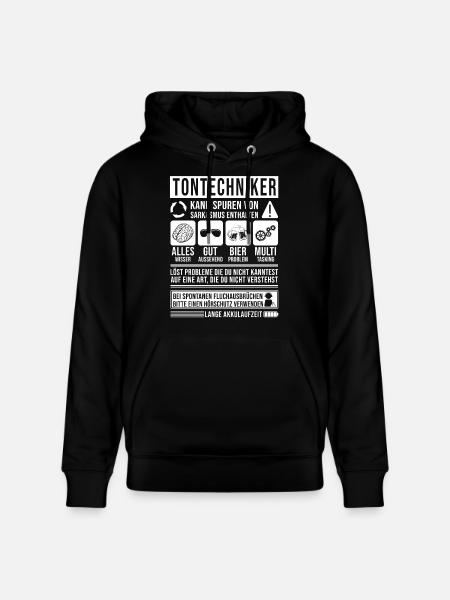 Tontechniker Spruch lustig - Stanley/Stella Unisex Bio-Hoodie CRUISER  - Schwarz
