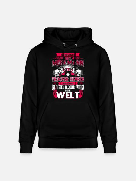 Truckerfahrer - Mein Mann - Meine Welt - Stanley/Stella Unisex Bio-Hoodie CRUISER  - Schwarz