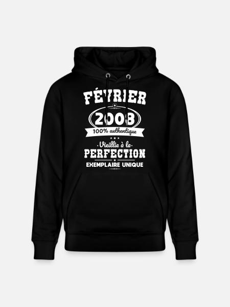 18th Birthday - February 2008 Perfection - Stanley/Stella CRUISER Unisex Organic Hoodie - black