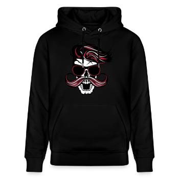 tete de mort hipster fantaisie punk coiffure moust - Stanley/Stella CRUISER Unisex Organic Hoodie - black - Front - Alina (178cm) & Michal (187cm)