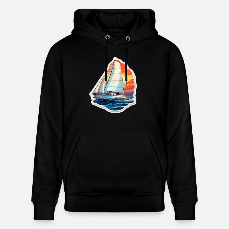 Segelboot - Illustration - Stanley/Stella Unisex Bio-Hoodie CRUISER - Schwarz