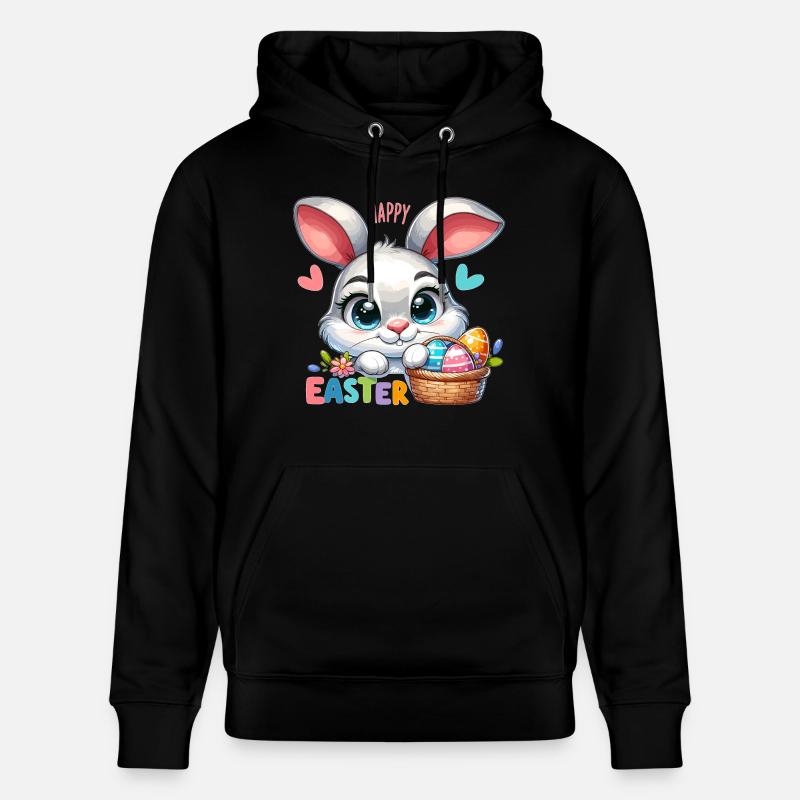 Happy Easter - Easter Bunny Illustration - Stanley/Stella CRUISER Unisex Organic Hoodie - black