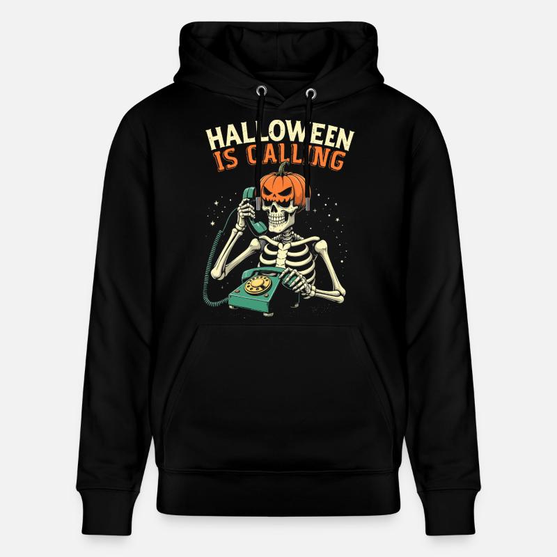 Squelette Halloween avec Citrouille - Sweat à capuche bio CRUISER Stanley/Stella Unisexe - noir