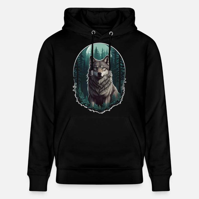 Wolf im Mondlicht - Stanley/Stella Unisex Bio-Hoodie CRUISER - Schwarz
