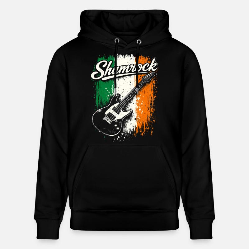 St Patrick E-Gitarre Irish Flag Rock - Stanley/Stella Unisex Bio-Hoodie CRUISER  - Schwarz