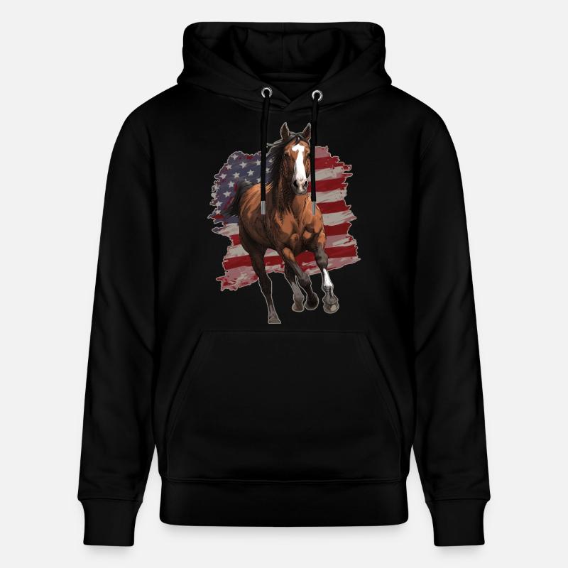 Drapeau des États-Unis de cheval - Sweat à capuche bio CRUISER Stanley/Stella Unisexe - noir