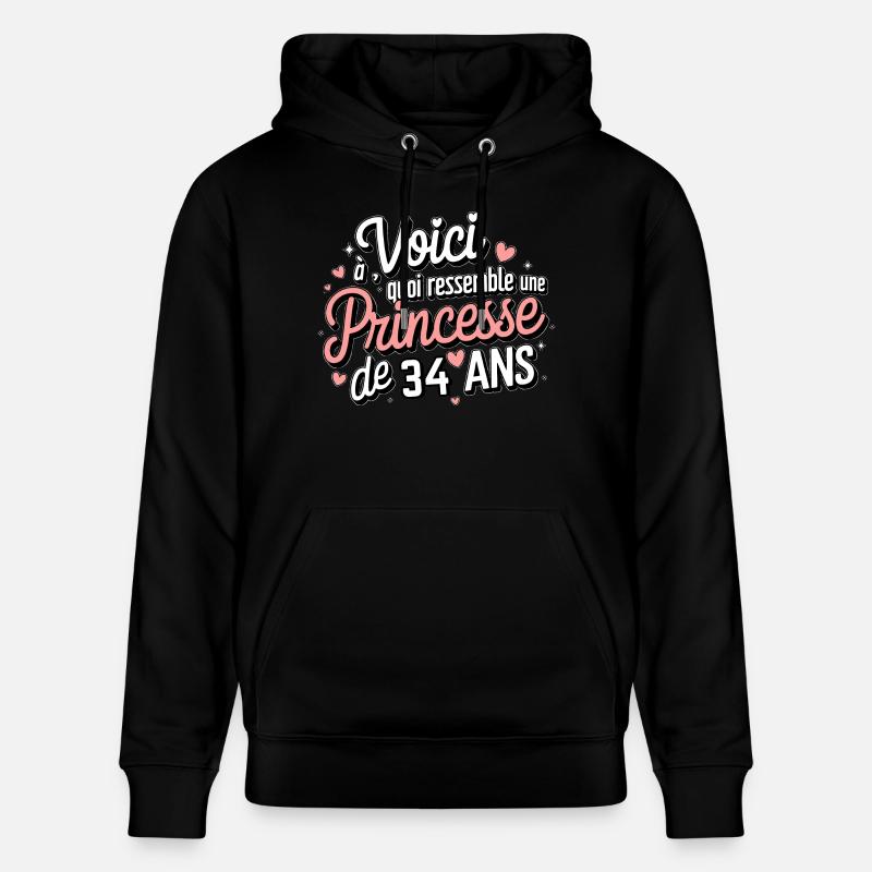 Princesse de 34 Ans - Sweat à capuche bio CRUISER Stanley/Stella Unisexe - noir