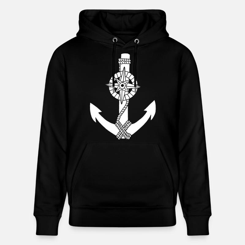 ancre blanche boussole - Sweat à capuche bio CRUISER Stanley/Stella Unisexe - noir