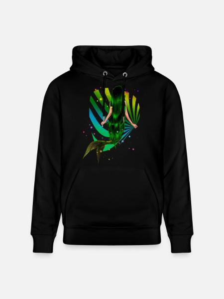 Mermaid Rainbow green Shell Sea - Stanley/Stella CRUISER Unisex Organic Hoodie - black
