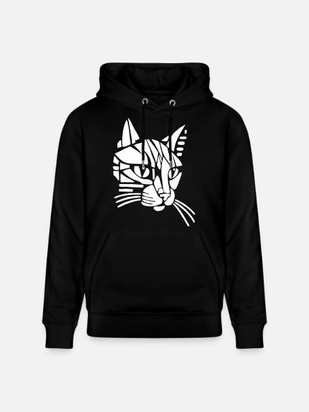 White tribal cat - Stanley/Stella CRUISER Unisex Organic Hoodie - black
