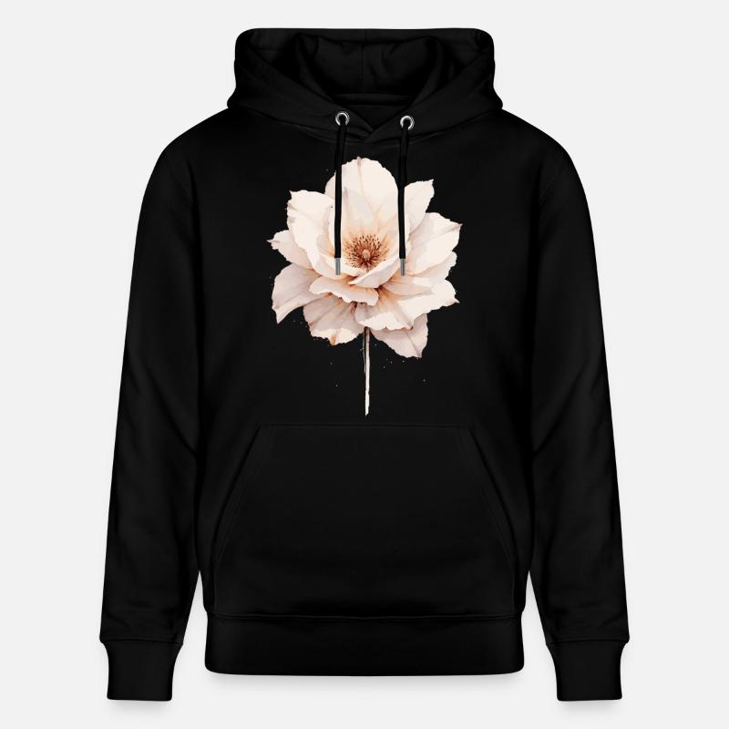 Élégante Fleur Aquarelle - Rose - Sweat à capuche bio CRUISER Stanley/Stella Unisexe - noir