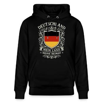 Deutschland - Mein Land - Meine Heimat - Stanley/Stella Unisex Bio-Hoodie CRUISER  - Schwarz - Vorne - Alina (178cm) & Michal (187cm)