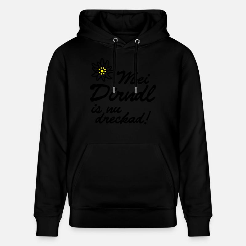 "Mei dirndl est nu dreckad!" | - Sweat à capuche bio CRUISER Stanley/Stella Unisexe - noir