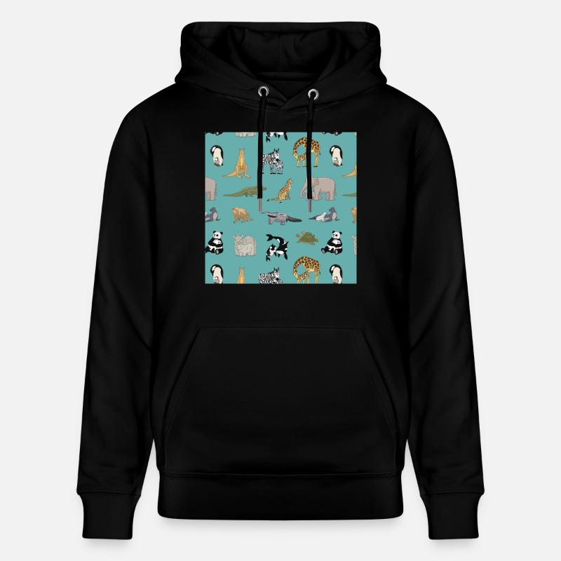 Zoo Muster - Stanley/Stella Unisex Bio-Hoodie CRUISER  - Schwarz