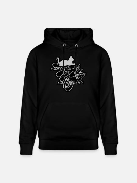 sorry cat was sitting - Stanley/Stella CRUISER Unisex Organic Hoodie - black