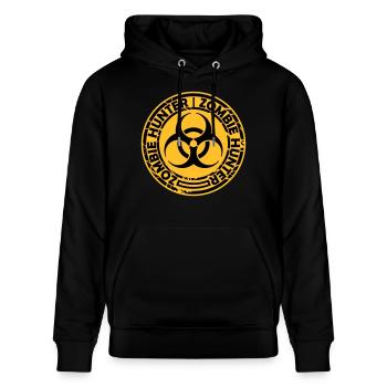 zombie hunter Halloween quote - Stanley/Stella CRUISER Unisex Organic Hoodie - black - Front - Alina (178cm) & Michal (187cm)