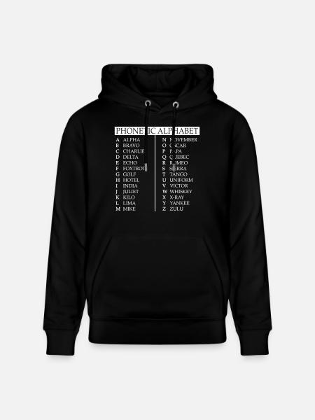 Phonetic alphabet - Stanley/Stella CRUISER Unisex Organic Hoodie - black