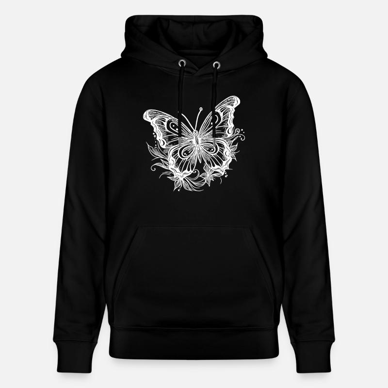 Style Tatouage de fleur Papillon - Sweat à capuche bio CRUISER Stanley/Stella Unisexe - noir