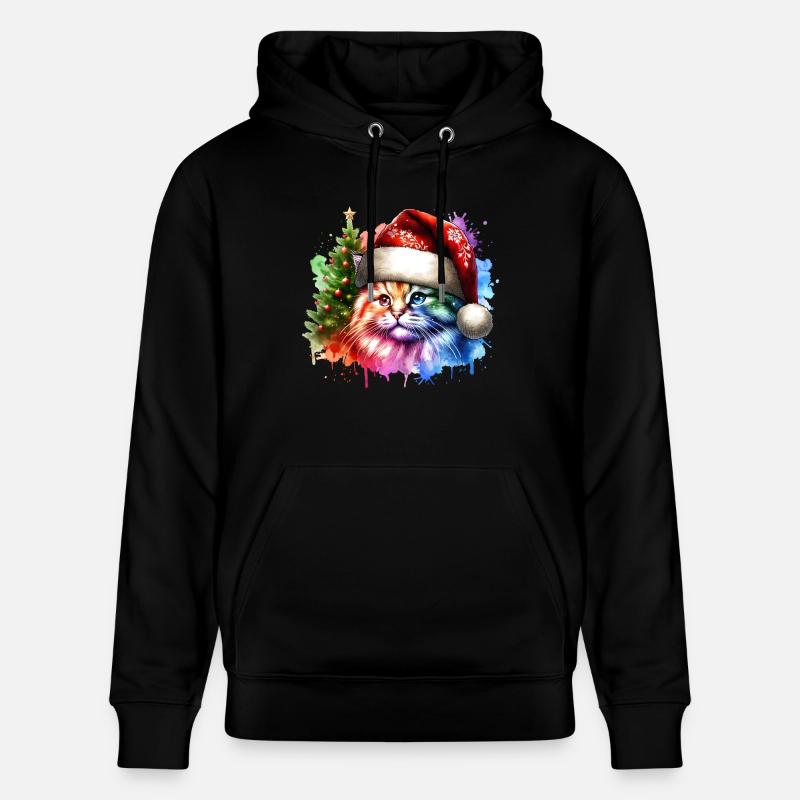 Chat mignon Noël - Sweat à capuche bio CRUISER Stanley/Stella Unisexe - noir