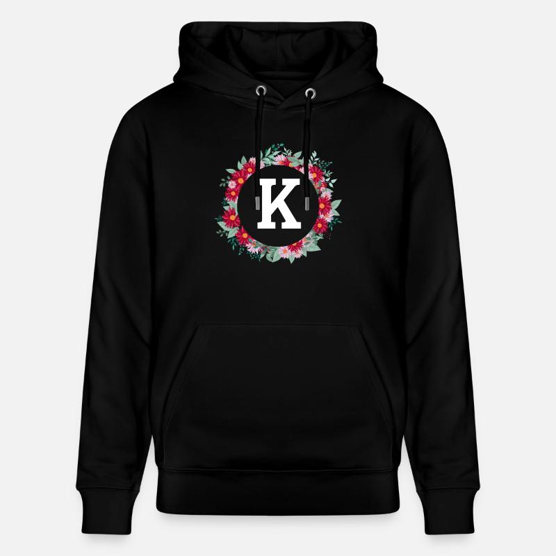 Lettre k couronne florale - Sweat à capuche bio CRUISER Stanley/Stella Unisexe - noir
