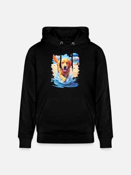 Hund am Strand - Stanley/Stella Unisex Bio-Hoodie CRUISER  - Schwarz