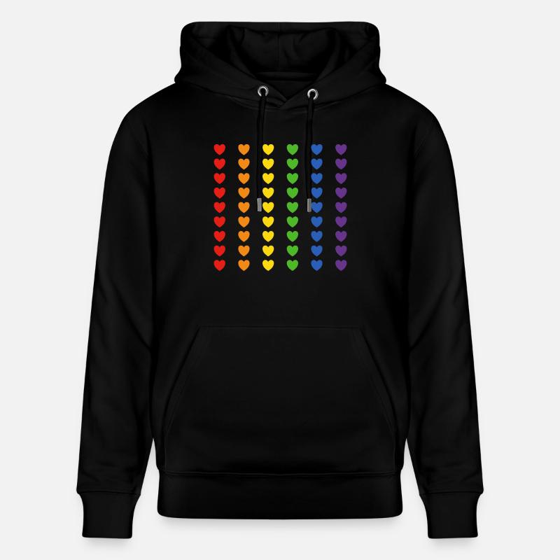Drapeau arc-en-ciel coeurs - Sweat à capuche bio CRUISER Stanley/Stella Unisexe - noir