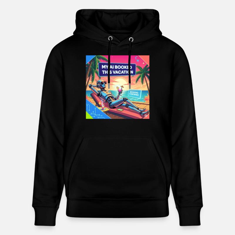 AI Paradise Vacation Robot Tee - Sweat à capuche bio CRUISER Stanley/Stella Unisexe - noir