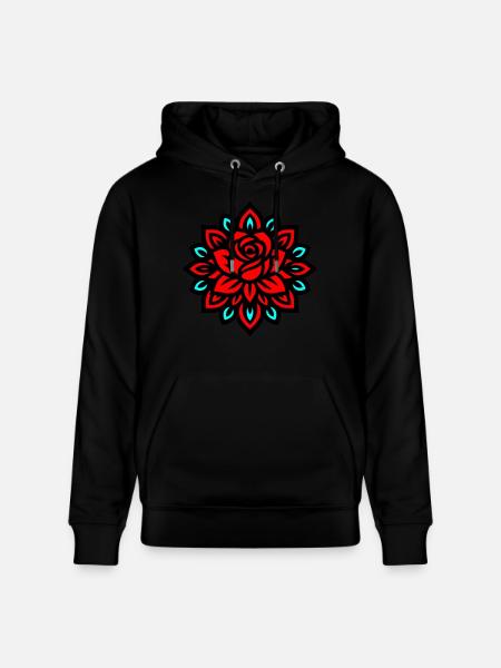 Rose Mandala Flower - Stanley/Stella CRUISER Unisex Organic Hoodie - black