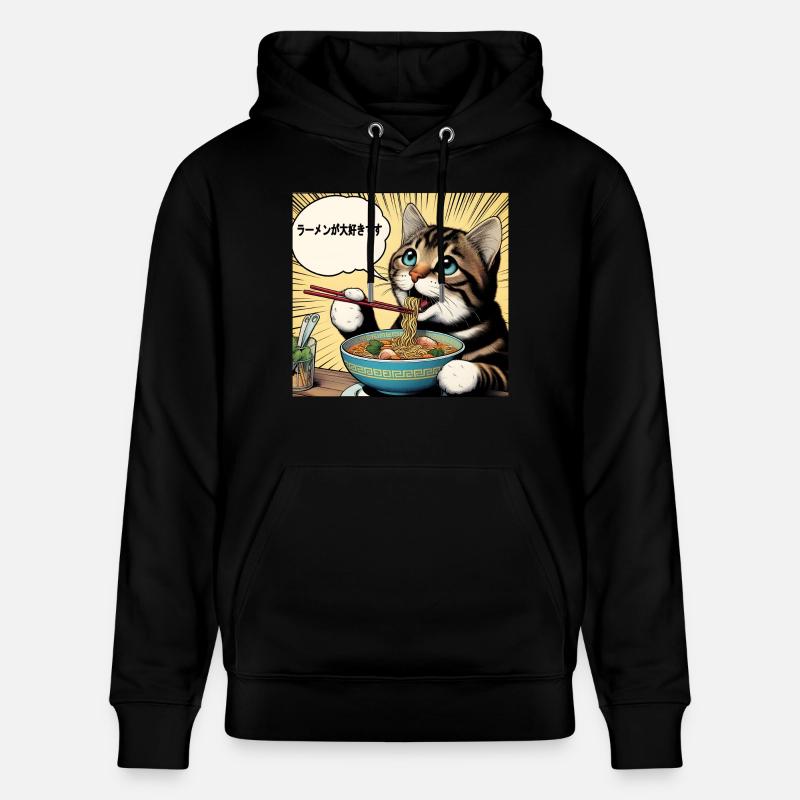J’adore les ramen chat - Sweat à capuche bio CRUISER Stanley/Stella Unisexe - noir