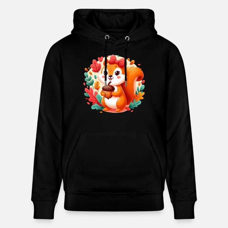 Écureuil mignon avec gland - Sweat à capuche bio CRUISER Stanley/Stella Unisexe - noir
