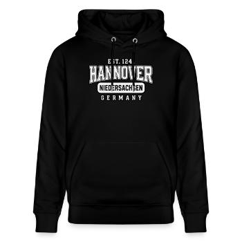 Hannover Niedersachsen - Stanley/Stella Unisex Bio-Hoodie CRUISER  - Schwarz - Vorne - Alina (178cm) & Michal (187cm)