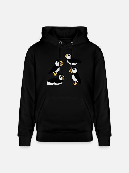 Family of Puffins - Stanley/Stella CRUISER Unisex Organic Hoodie - black