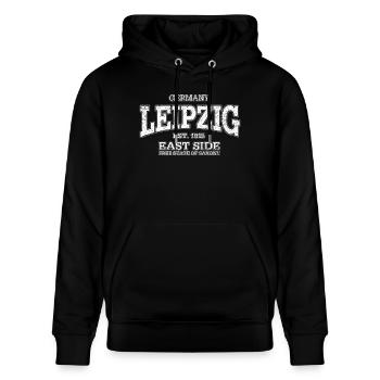 Leipzig (white oldstyle) - Stanley/Stella Unisex Bio-Hoodie CRUISER  - Schwarz - Vorne - Alina (178cm) & Michal (187cm)