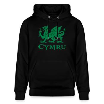 flag of Wales cymru red dragon Welsh Dragon - Stanley/Stella CRUISER Unisex Organic Hoodie - black - Front - Alina (178cm) & Michal (187cm)
