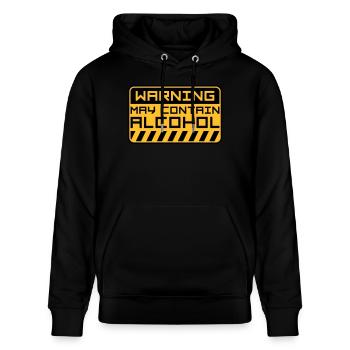 Warning May Contain Alcohol - Stanley/Stella Unisex Bio-Hoodie CRUISER  - Schwarz - Vorne - Alina (178cm) & Michal (187cm)