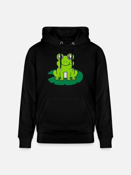 Cute frog sits water lily - Stanley/Stella CRUISER Unisex Organic Hoodie - black