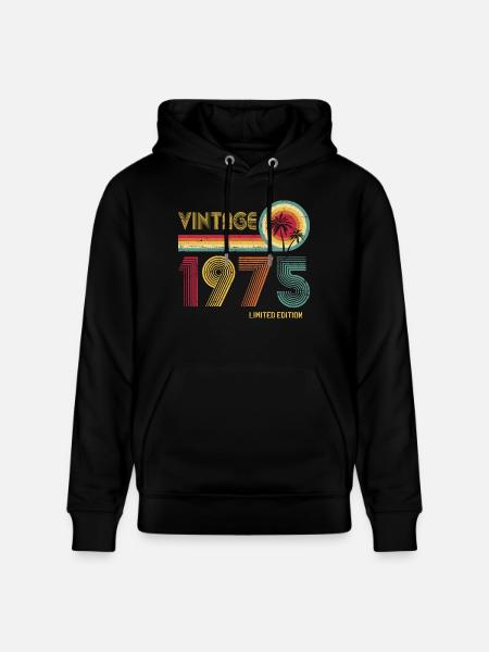 Vintage 1975 Limited Edition – Retro Sunset 50th - Stanley/Stella CRUISER Unisex Organic Hoodie - black