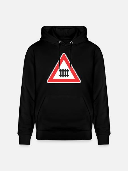 Road sign train way - Stanley/Stella CRUISER Unisex Organic Hoodie - black