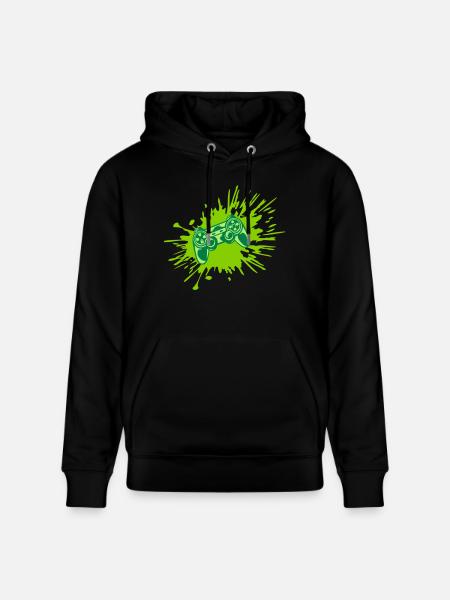 Farbklecks Konsole Retro Controller - Stanley/Stella Unisex Bio-Hoodie CRUISER - Schwarz