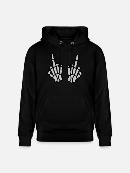 2 hands bone middle finger - Stanley/Stella CRUISER Unisex Organic Hoodie - black