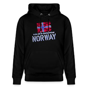 Norwegen Norge Norway - Stanley/Stella Unisex Bio-Hoodie CRUISER  - Schwarz - Vorne - Alina (178cm) & Michal (187cm)