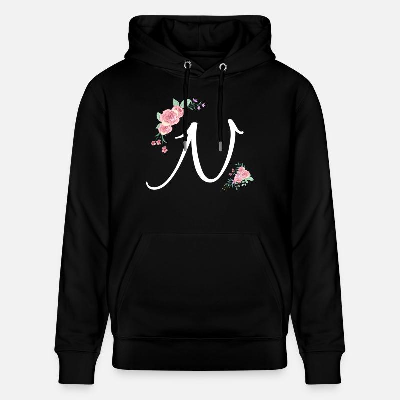 Lettre n fleurs - Sweat à capuche bio CRUISER Stanley/Stella Unisexe - noir
