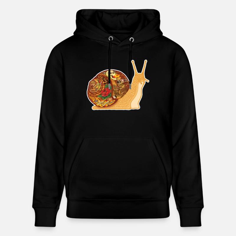 Snail Tattoo - white contour - Sweat à capuche bio CRUISER Stanley/Stella Unisexe - noir