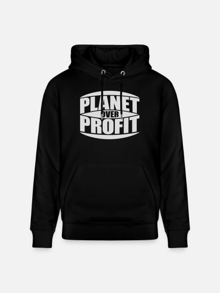 planet over profit quote - Stanley/Stella CRUISER Unisex Organic Hoodie - black