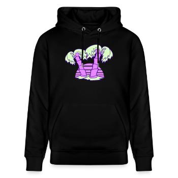 2 Palmen Insel Baum Streifen Sonne Sonnenuntergang - Stanley/Stella Unisex Bio-Hoodie CRUISER  - Schwarz - Vorne - Alina (178cm) & Michal (187cm)