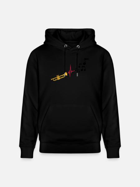 Notes Heartbeat Trumpet - Stanley/Stella CRUISER Unisex Organic Hoodie - black